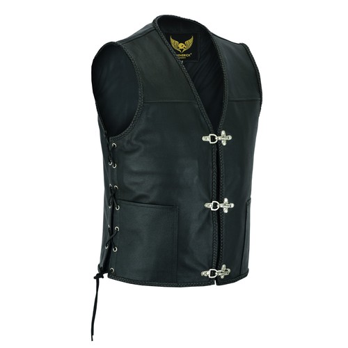 Mens leather vest buckle - mens,